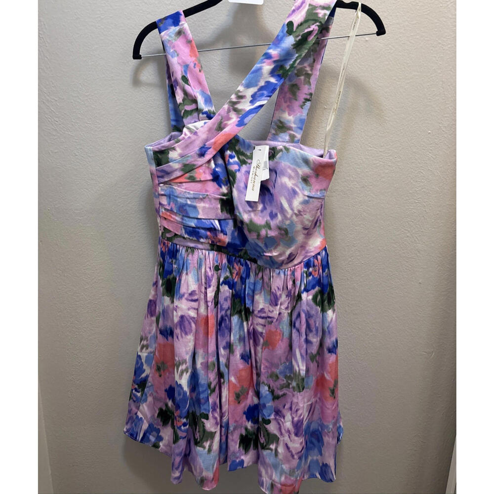 Shoshanna Midnight Cadey Asymmetrical Neckline Dress, NWT, Size 4, #1073 - Picture 5 of 8